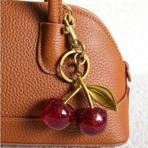 Trendy Boutique Gold and Red Cherry Keychain/Bag Charm